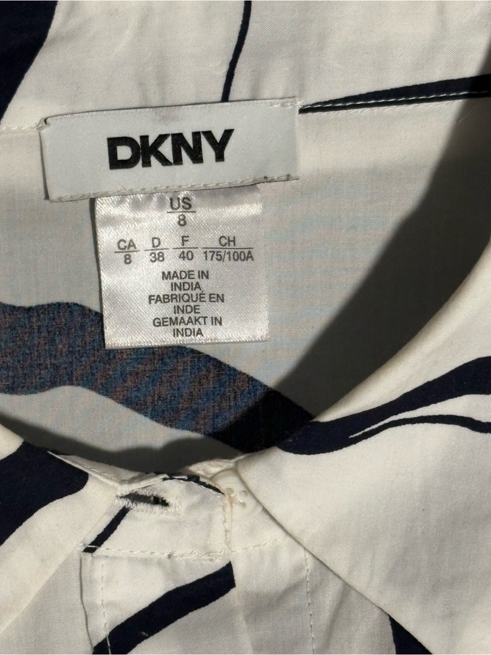 DKNY Women's Abstract Printed Cotton Flattering Midi Shirtdress Size 8 MSRP $129 - Picture 3 of 3
